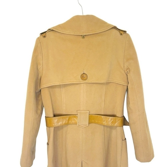 MACKAGE Tan Brown Wool Blend Luxury Trench Coat SZ Medium - Picture 7 of 13
